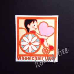 【車椅子・女の子】マグネット 2枚目の画像