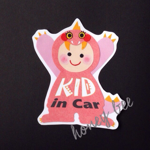 【私のかわいい怪獣・女の子】kid in car シール 2枚目の画像