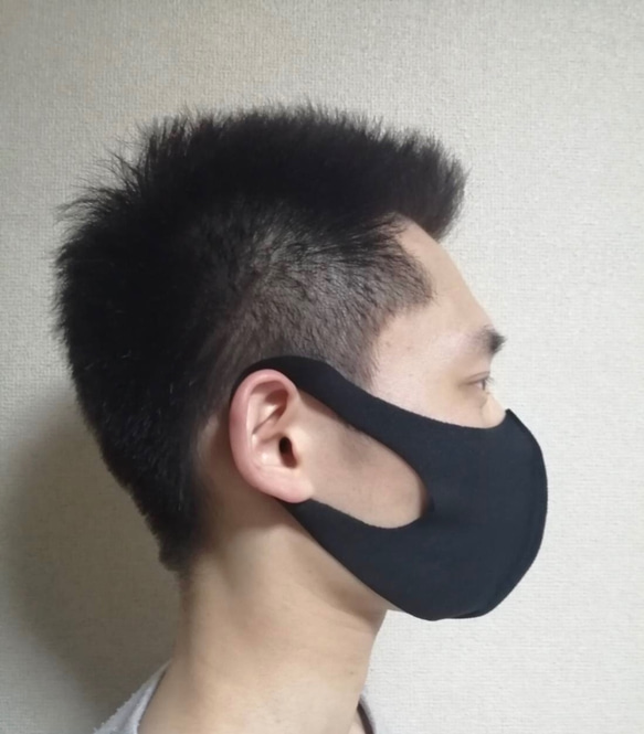 《再販》【送料無料】洗える　水着素材　夏　涼しい　マスク　フリーサイズ　男女　速乾　日本製　ブラック　黒 8枚目の画像