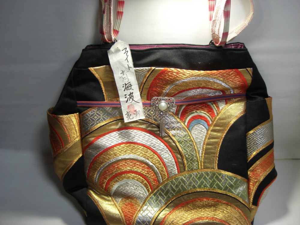 着物帯ﾊﾞｯｸﾞ「青海波」紋様 ファイトシリーズ トートバッグ  