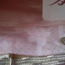 着物帯バッグ　幾何学柄（織り柄）「春の白風」Ｃ７２ 5枚目の画像