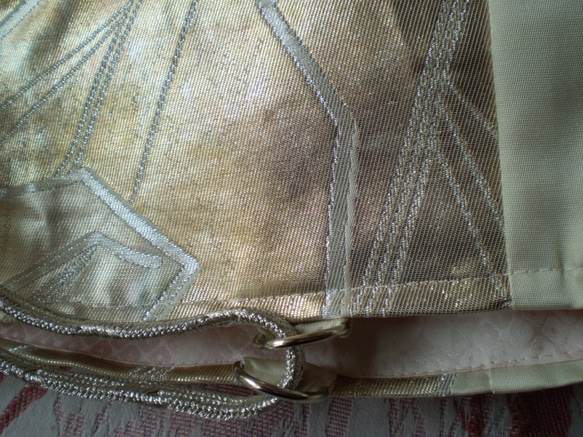 着物帯バッグ　幾何学柄（織り柄）「春の白風」Ｃ７２ 9枚目の画像