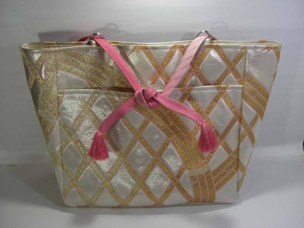 着物帯バッグ　吉祥竹垣紋様　「奈良町」　ｍ09