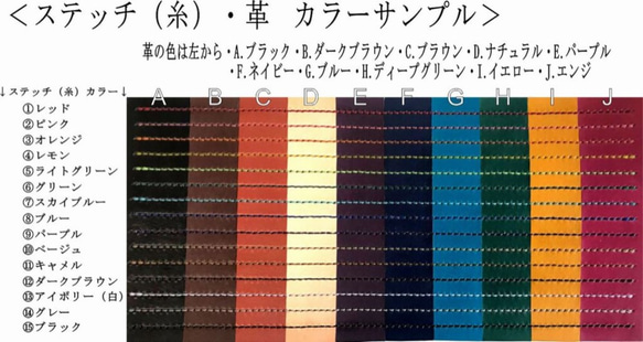【選べるカラー】ステッチ・打刻印サンプル　ディープグリーン（カラー番号：H） 5枚目の画像
