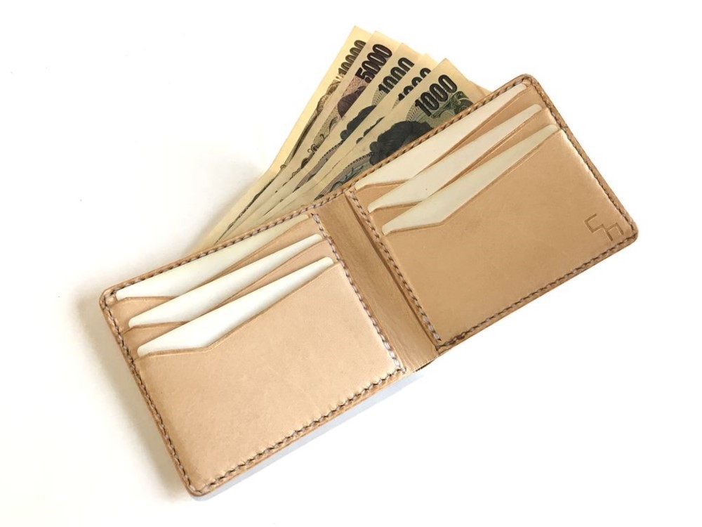 二つ折り財布・札入れ（小銭入れなし）ver.1　本革・レザー【選べるカラー・名入れ無料】【商品番号：ch104】