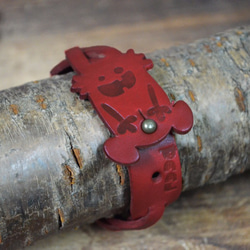 【Peej】'Outie' Leather Bracelet / Red 4枚目の画像