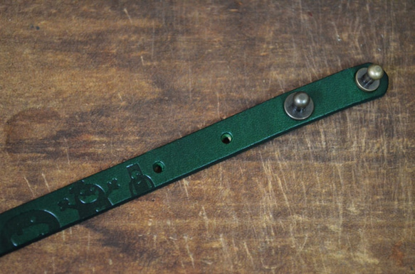 【Peej】Classic Character Double Wrap leather Bracelet / Green 5枚目の画像