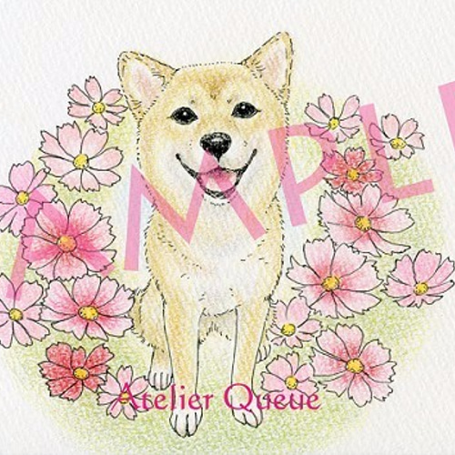ペットの似顔絵（色鉛筆/背景有） イラスト atelier queue 通販