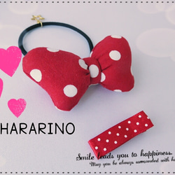 ミニーヘアゴム 赤ドット ミニーヘアゴム 赤ドット ディズニー リボン ミニー ヘアゴム レッド