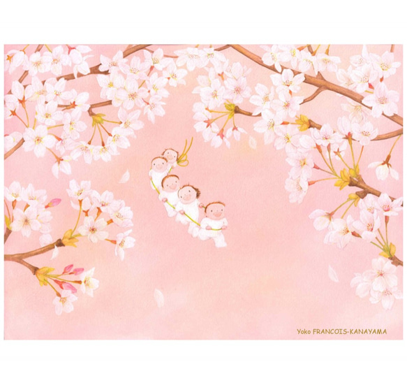 お花見列車、桜トンネル通過中 絵画 Yoko 通販 3437433｜Creema