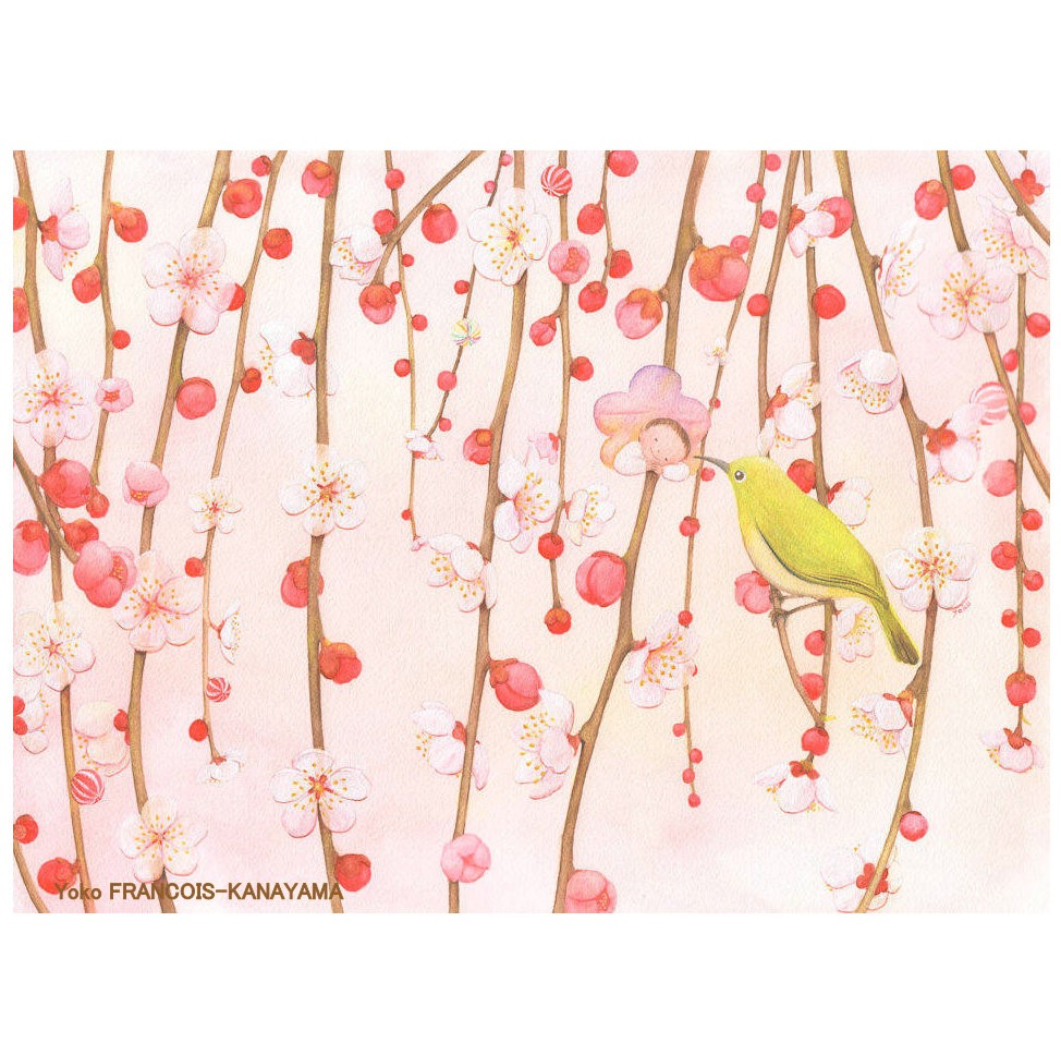 高い品質 『春は曙』　水彩色鉛筆画　裸婦 絵画
