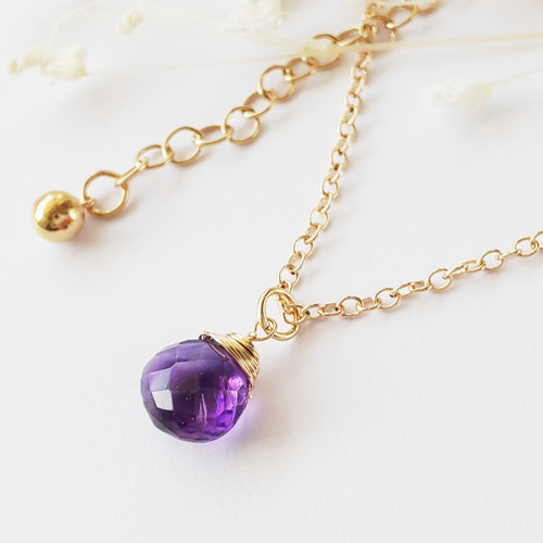 14kgf 2月誕生石一粒アメジストネックレス ネックレス・ペンダント