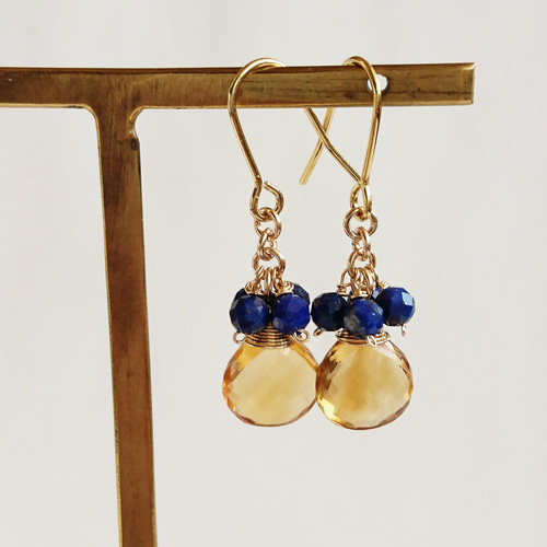 dino13様 天然石☆宝石級シトリンプリンセスのピアス14kgf 天然石