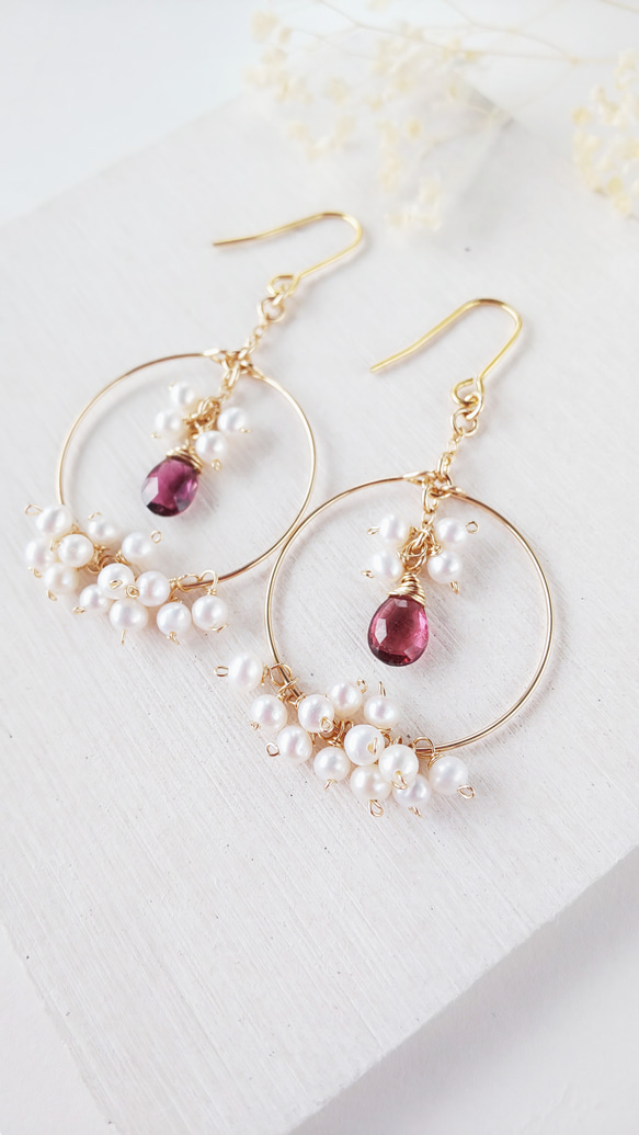 本真珠、ピンクトルマリンピアス　k18 ギミック付き 本真珠、ピンクトルマリンピアス k18 ギミック付き