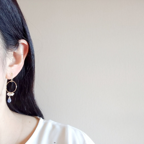 14kgf12月誕生石タンザナイトタンブルピアスvegagift