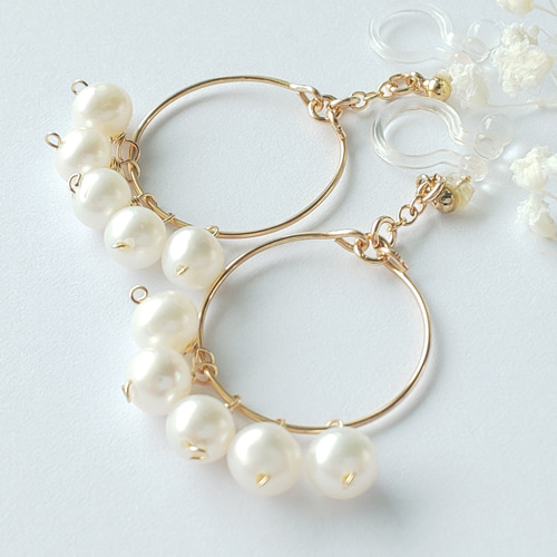 14kgf 6月誕生石パールノンホールピアス イヤリング・ノンホールピアス