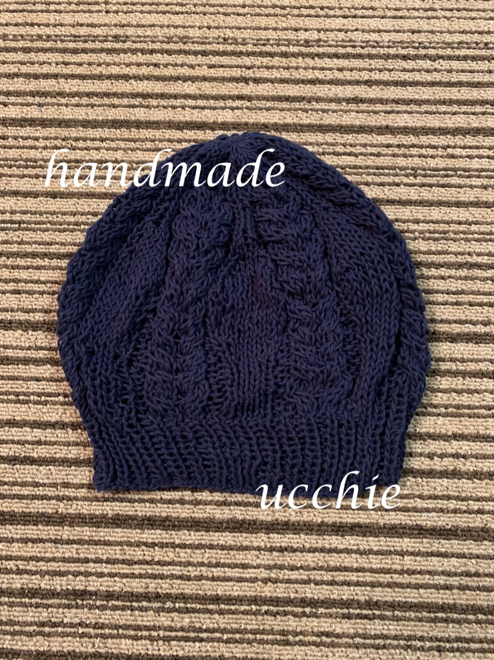 【一点物】春夏秋ニットベレー帽　コットン100%　紺　男女兼用