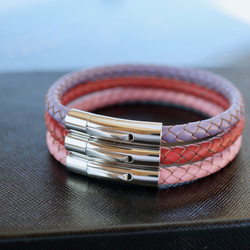 ITS：969【皮繩系列・～獨領風騷～】5mm鈦鋼中性編織牛皮繩手環1條。(有11顏色可選)。 第4張的照片