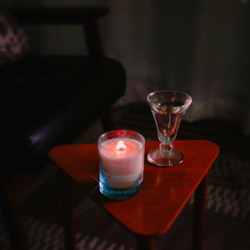 グラスの中の小さな焚火キャンドル（ヴィンテージピンク） 5枚目の画像