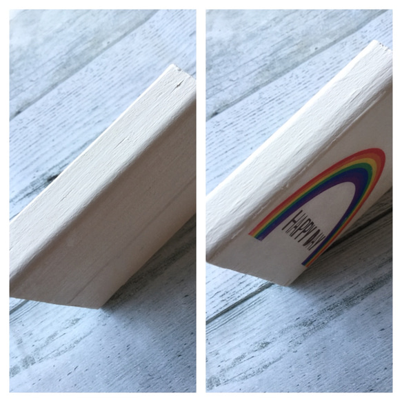 木製オブジェ フォトパネル レインボー　虹　インテリア 4枚目の画像