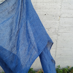 Feliz & Recap [ 砂洗亞麻圍巾 ]  亞麻  藍 第7張的照片