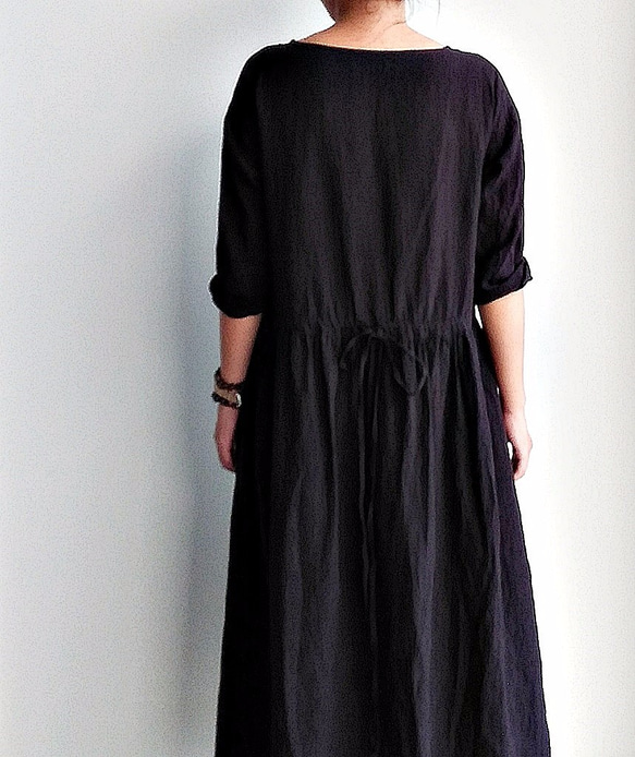 フェリス＆まとめ[2ドレス巾着]黒リネン 5枚目の画像