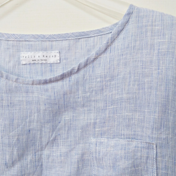 Feliz & Recap [ 小包袖衫 ]亞麻  藍白混色 第5張的照片