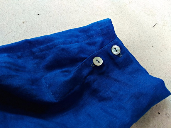Feliz & Recap [ 細摺立領長版襯衫 ] 亞麻 藍 第9張的照片