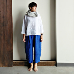 Feliz＆Recap [Pumpy Cropped Pants]リネンブルー/シックリネン 5枚目の画像