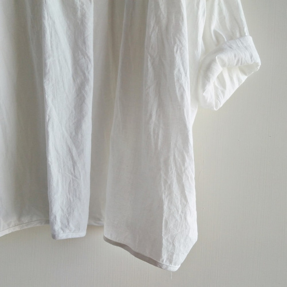 Feliz & Recap [ 貝殼後扣八分袖衫 ] 水洗棉  白 第5張的照片