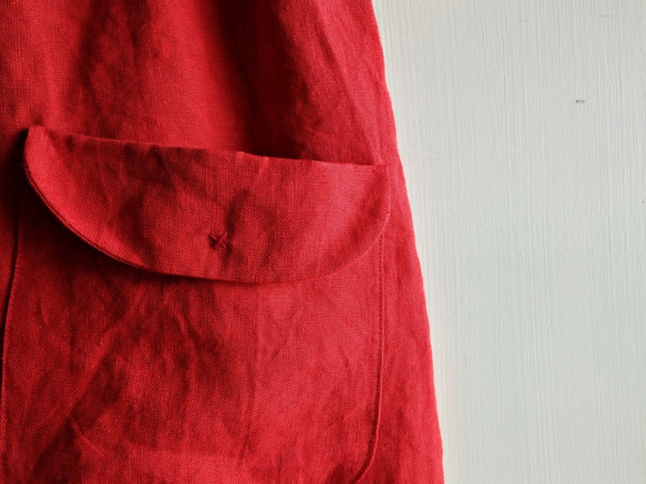 Feliz & Recap [ 前口袋窄管褲 ] 秋冬  厚麻  紅 第3張的照片