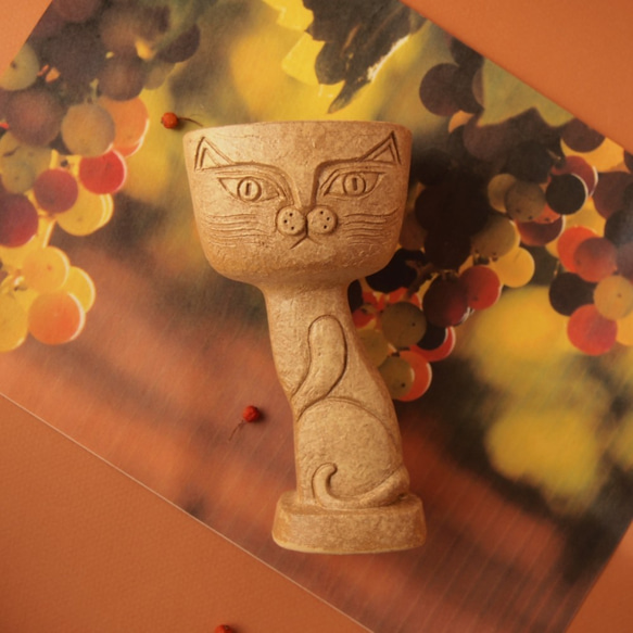 クマゲラワイナリー特製　”森の宴コブレット”　　ネコ 2枚目の画像