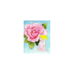 水彩画・原画「薔薇と小さな妖精（３枚セット）」（額はついていません） 2枚目の画像