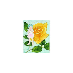 水彩画・原画「薔薇と小さな妖精（３枚セット）」（額はついていません） 3枚目の画像