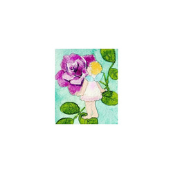水彩画・原画「薔薇と小さな妖精（３枚セット）」（額はついていません） 4枚目の画像