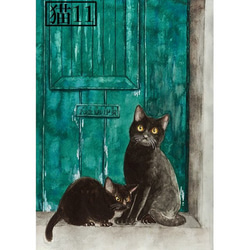 「猫のいる風景画」アートカード選べる2枚セット（はがきサイズ） 2枚目の画像