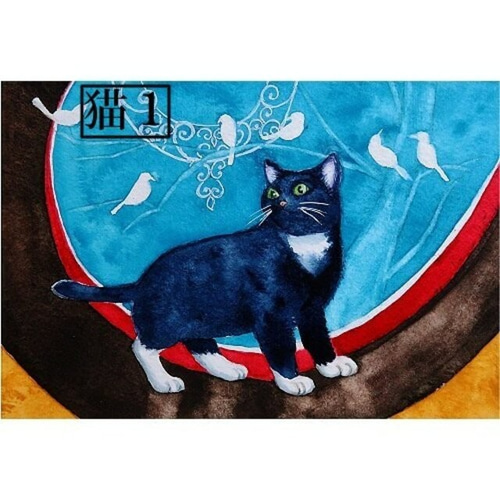 かわいい猫」アートカード選べる2枚セット（はがきサイズ） 絵画