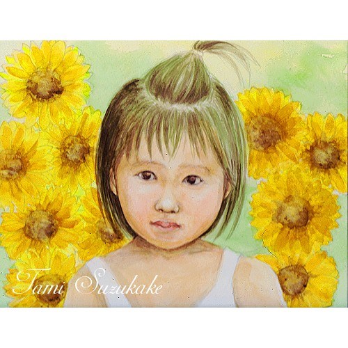 透明水彩でお子様の似顔絵描きます。 絵画 tami suzukake 通販