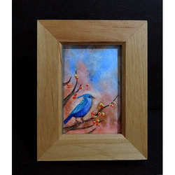 額付き水彩・原画「赤い鳥」「青い鳥」 2枚目の画像