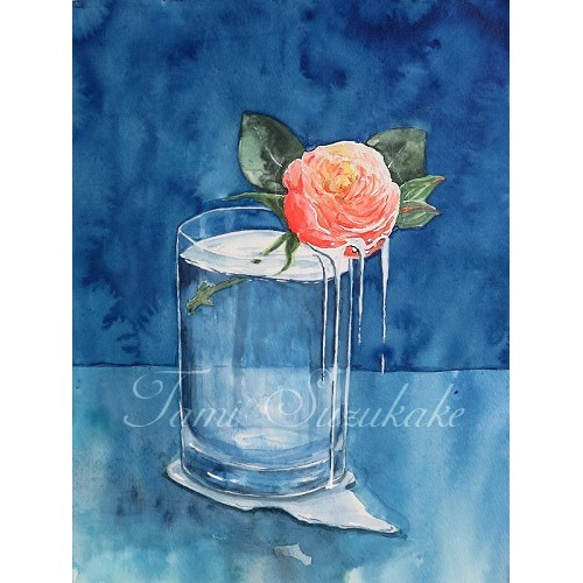 水彩画（原画）「薔薇の雫」 1枚目の画像