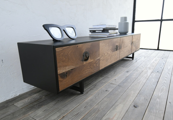 IRON COVERD BOARD 〜900 / ローボード・サイドボード・TVボード wood steel colorは マットブラック オーク ブラウン color ナチュラル