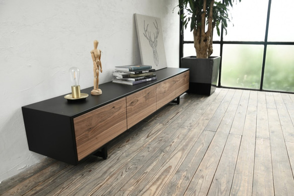 IRON COVERD BOARD 〜900 / ローボード・サイドボード・TVボード wood steel colorは マットブラック オーク ブラウン color ナチュラル