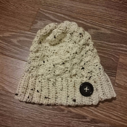 【送料無料】カナダ産毛糸のツイードニット帽 2枚目の画像