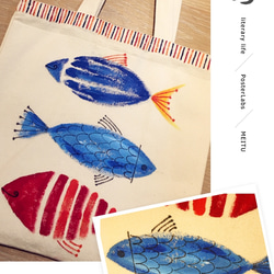 三魚手繪帆布包 第1張的照片