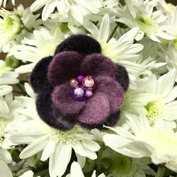 紫色羊毛氈小花戒指 第3張的照片