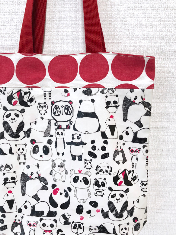 日本印花防水布/長形側背包/熊貓 第2張的照片