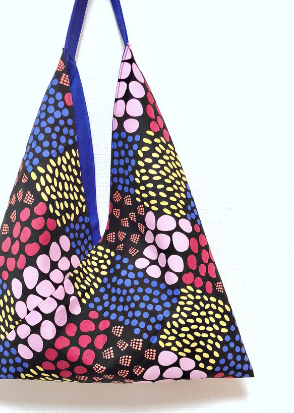 2019春色北歐風-日本印花布粽型手提包-彩色點點 第2張的照片
