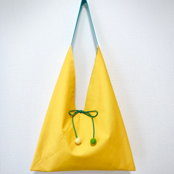 暢銷春色/雙面用日式粽型側背包-大尺寸-黃色森林 第3張的照片