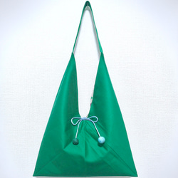 2019春色/雙面用日式粽型側背包-大尺寸-小綠三角 第3張的照片
