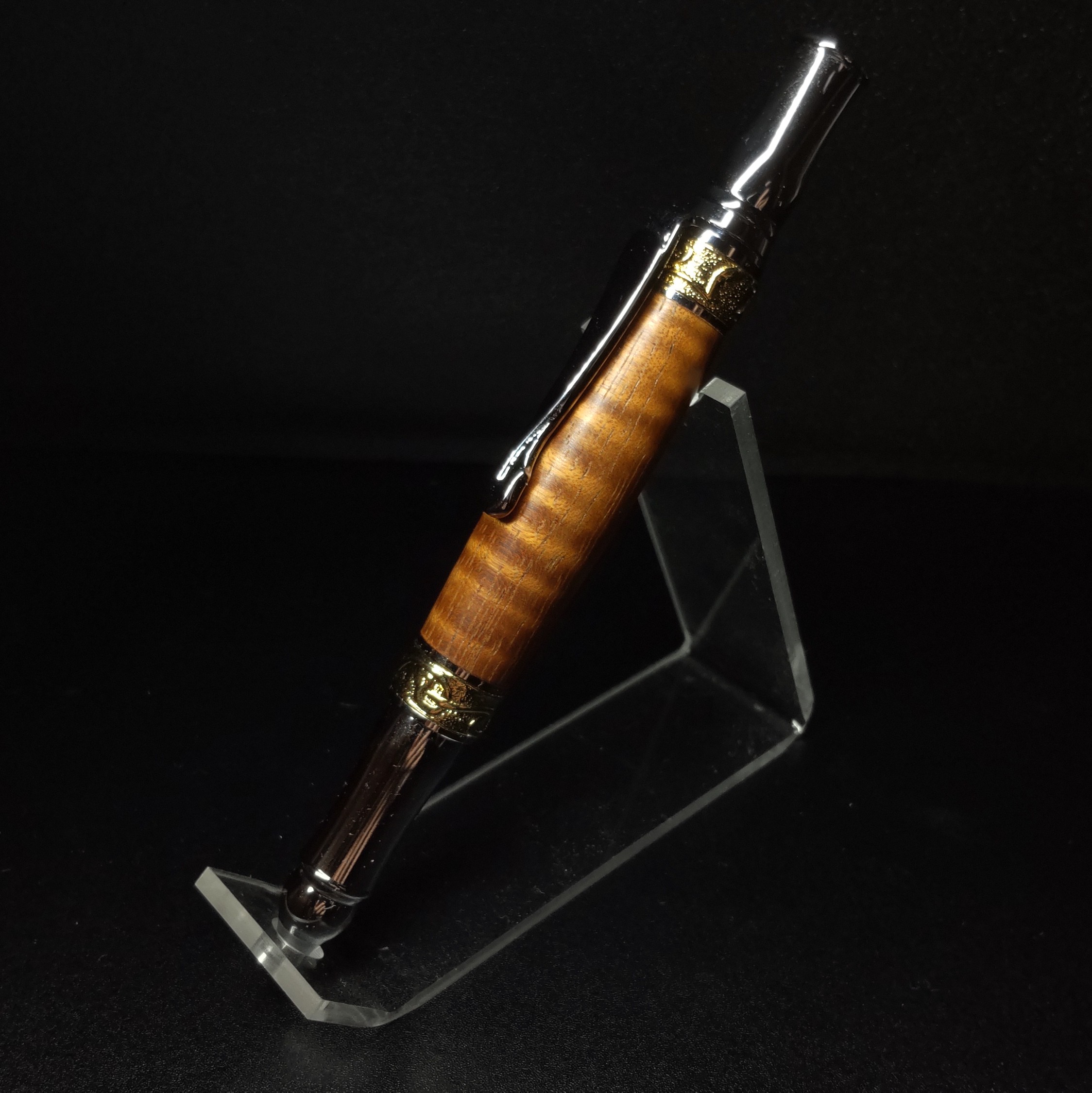 天然木のボールペン＊ハワイアンコア＊カーリー杢 ＊回転式＊プレゼント＊お祝い＊誕生日